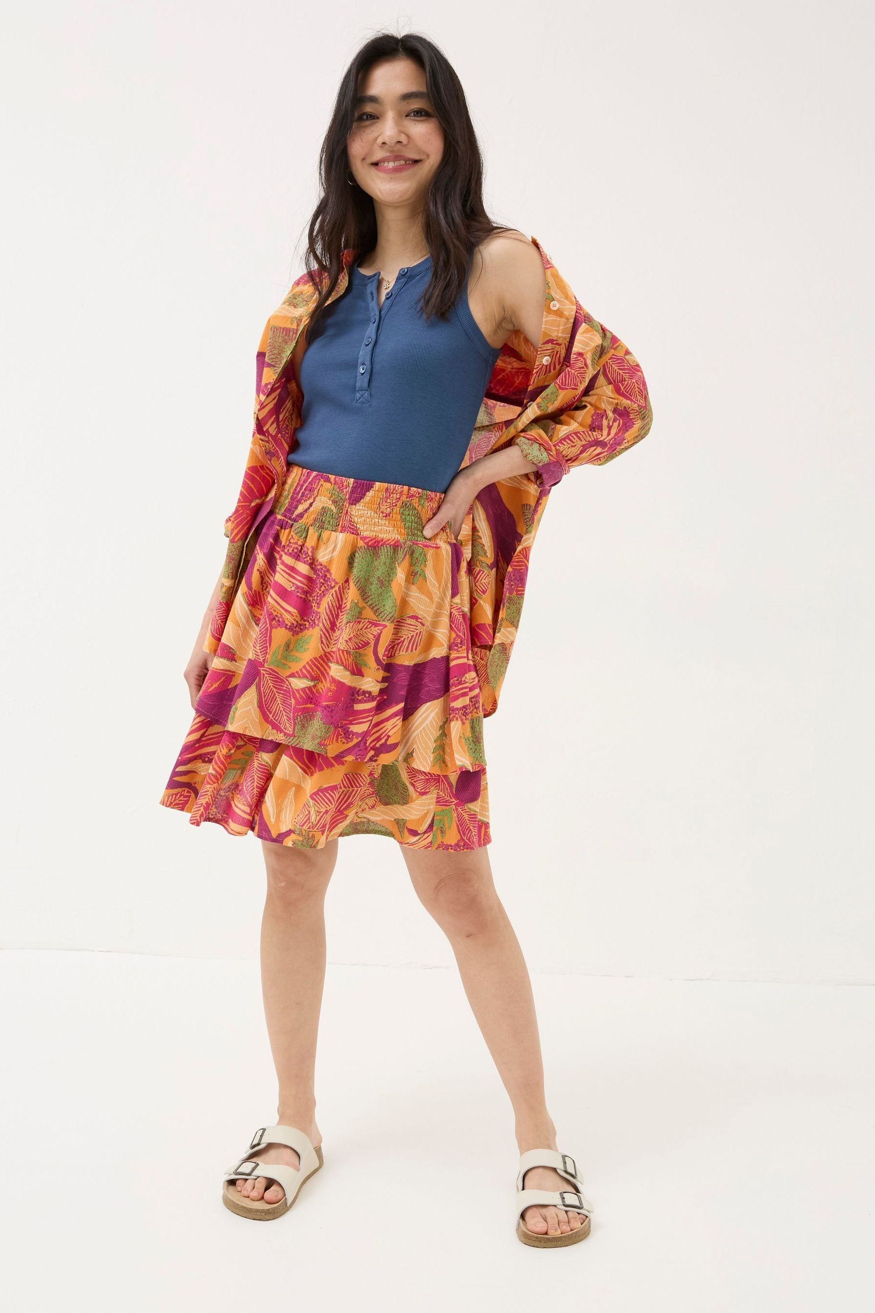 Buy FatFace Ali Orange Tropical Floral Skirt from Next Luxembourg