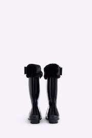 River Island Black Girls Fur Bow Wellie Boots - Image 3 of 4