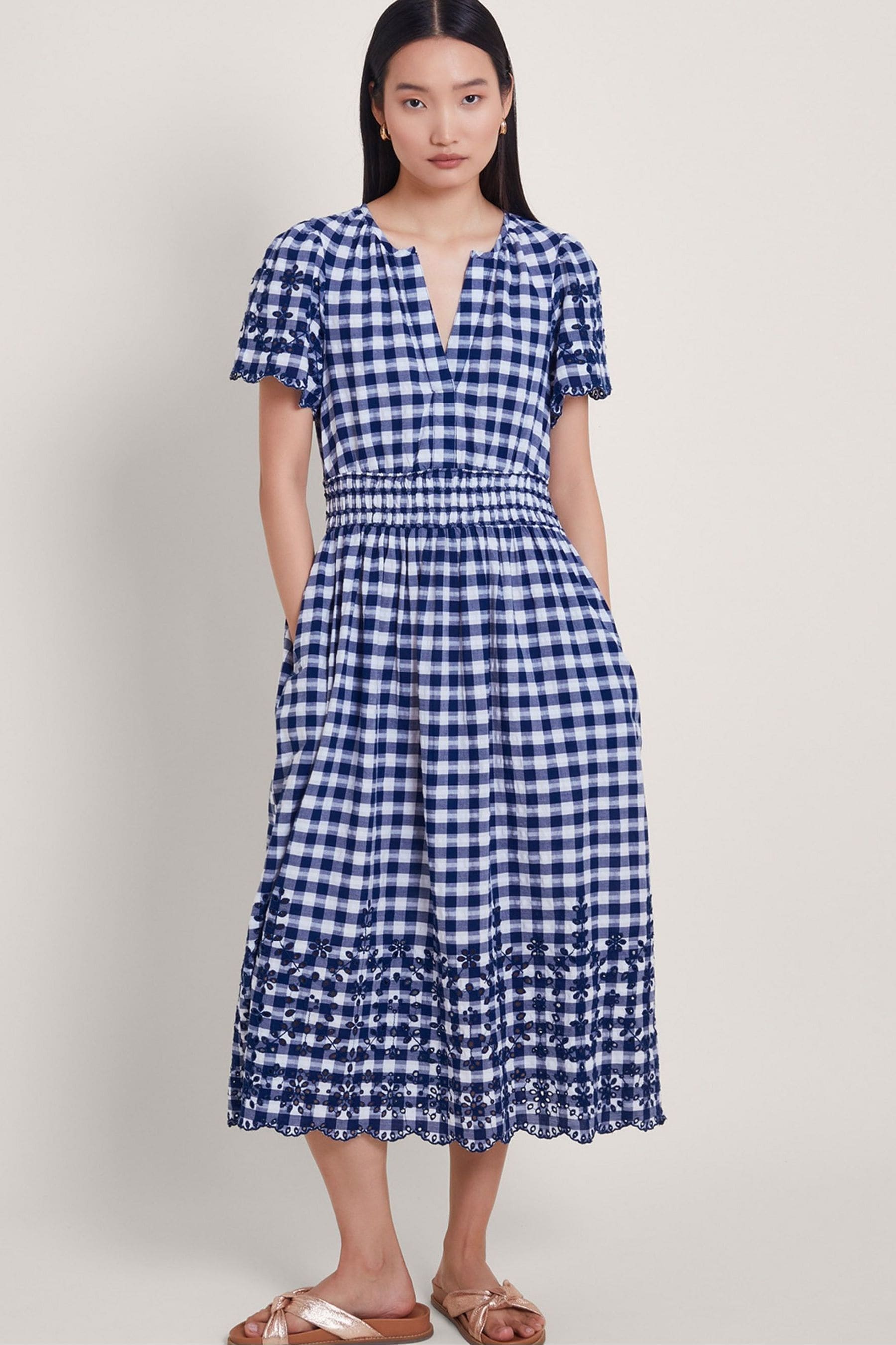 Buy Monsoon Blue 100 Cotton Nyla Gingham Dress from the Next UK online shop