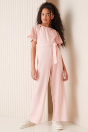 Lipsy Pink Cut Out Flutter Sleeve Jumpsuit - Image 1 of 4