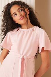Lipsy Pink Cut Out Flutter Sleeve Jumpsuit - Image 2 of 4