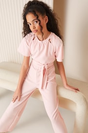 Lipsy Pink Cut Out Flutter Sleeve Jumpsuit - Image 3 of 4
