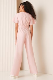 Lipsy Pink Cut Out Flutter Sleeve Jumpsuit - Image 4 of 4