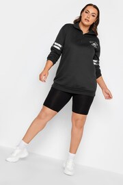 Yours Curve Black Metallic Varsity Half Zip Sweatshirt - Image 2 of 4