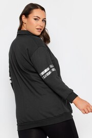 Yours Curve Black Metallic Varsity Half Zip Sweatshirt - Image 3 of 4