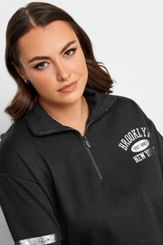 Yours Curve Black Metallic Varsity Half Zip Sweatshirt - Image 4 of 4