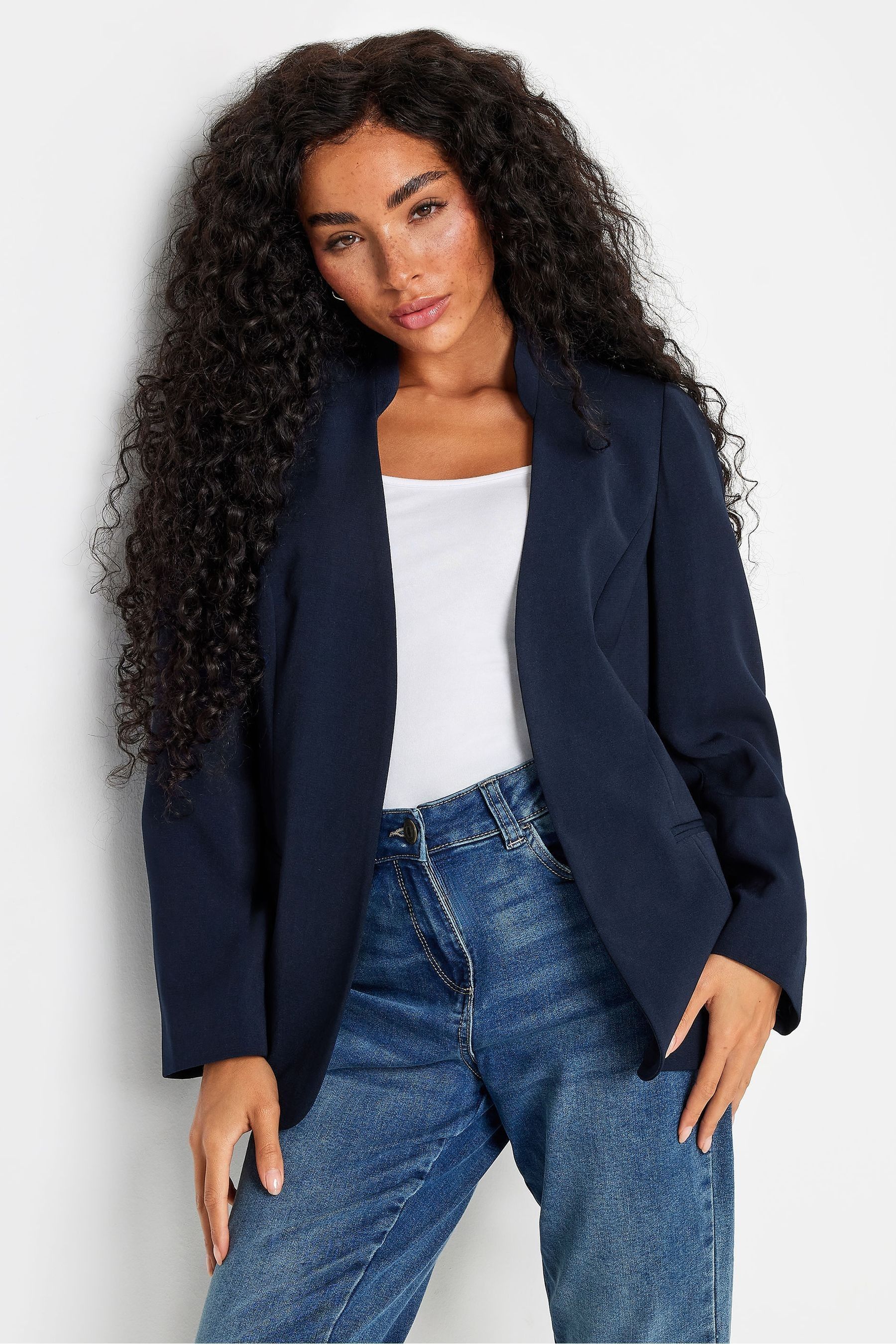 Petite collarless blazer hotsell