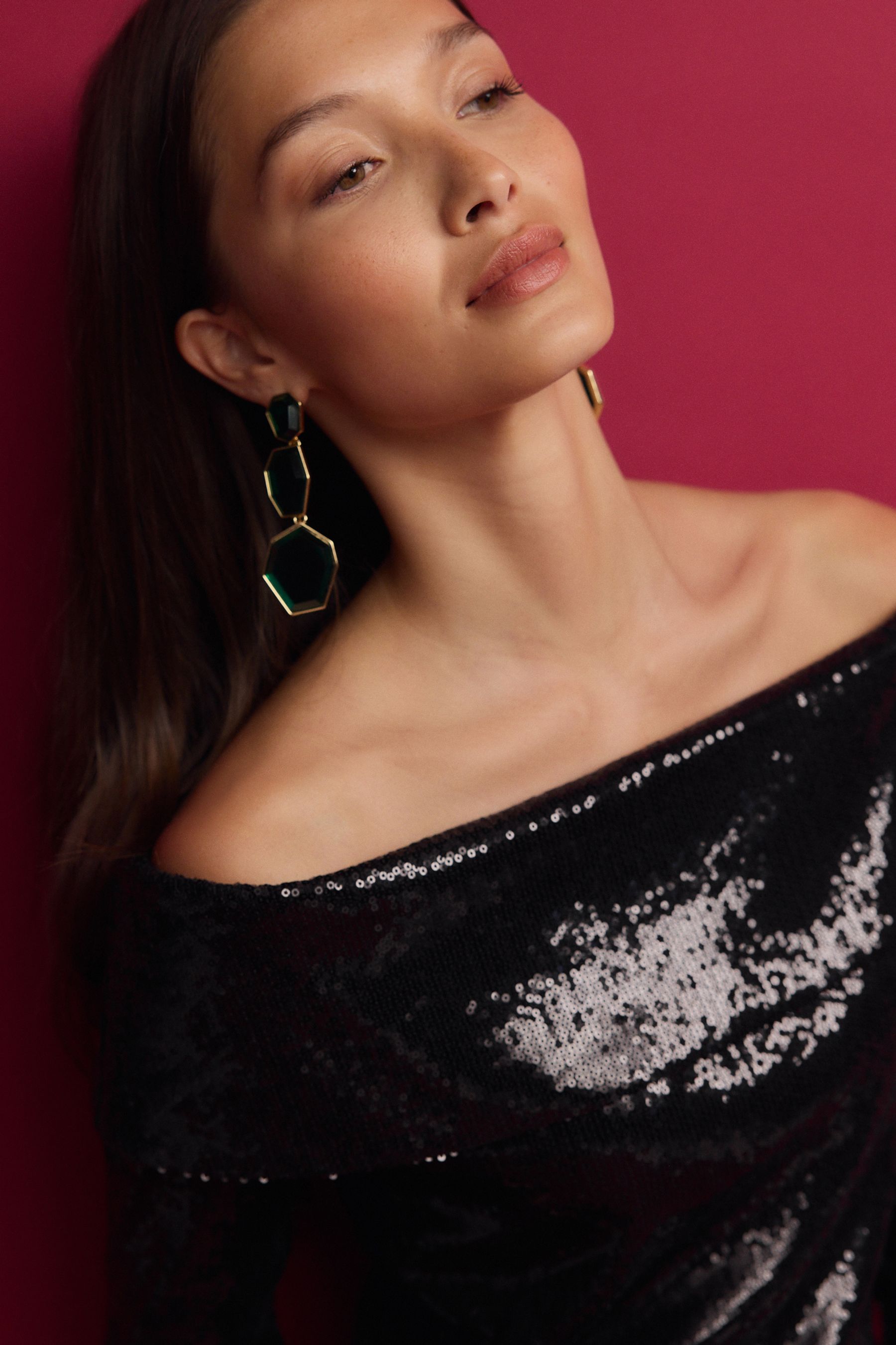 Buy Black Sequin Bardot Top from Next Germany