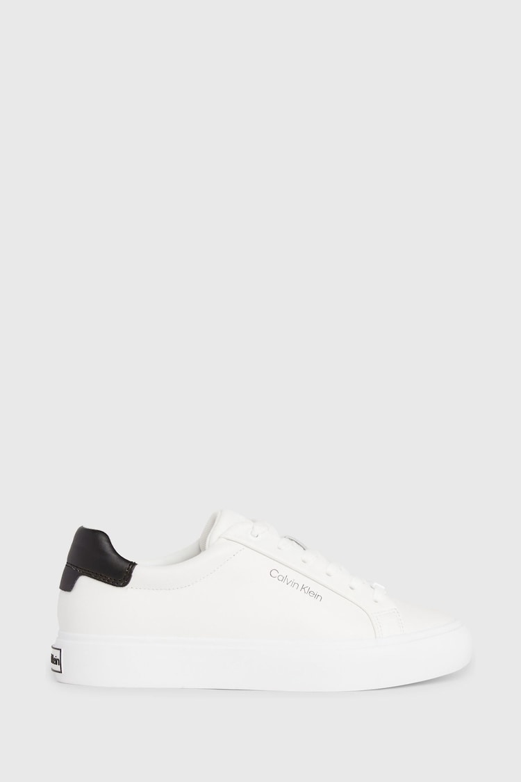 Calvin Klein White Leather Lace-Up Trainers - Image 1 of 7