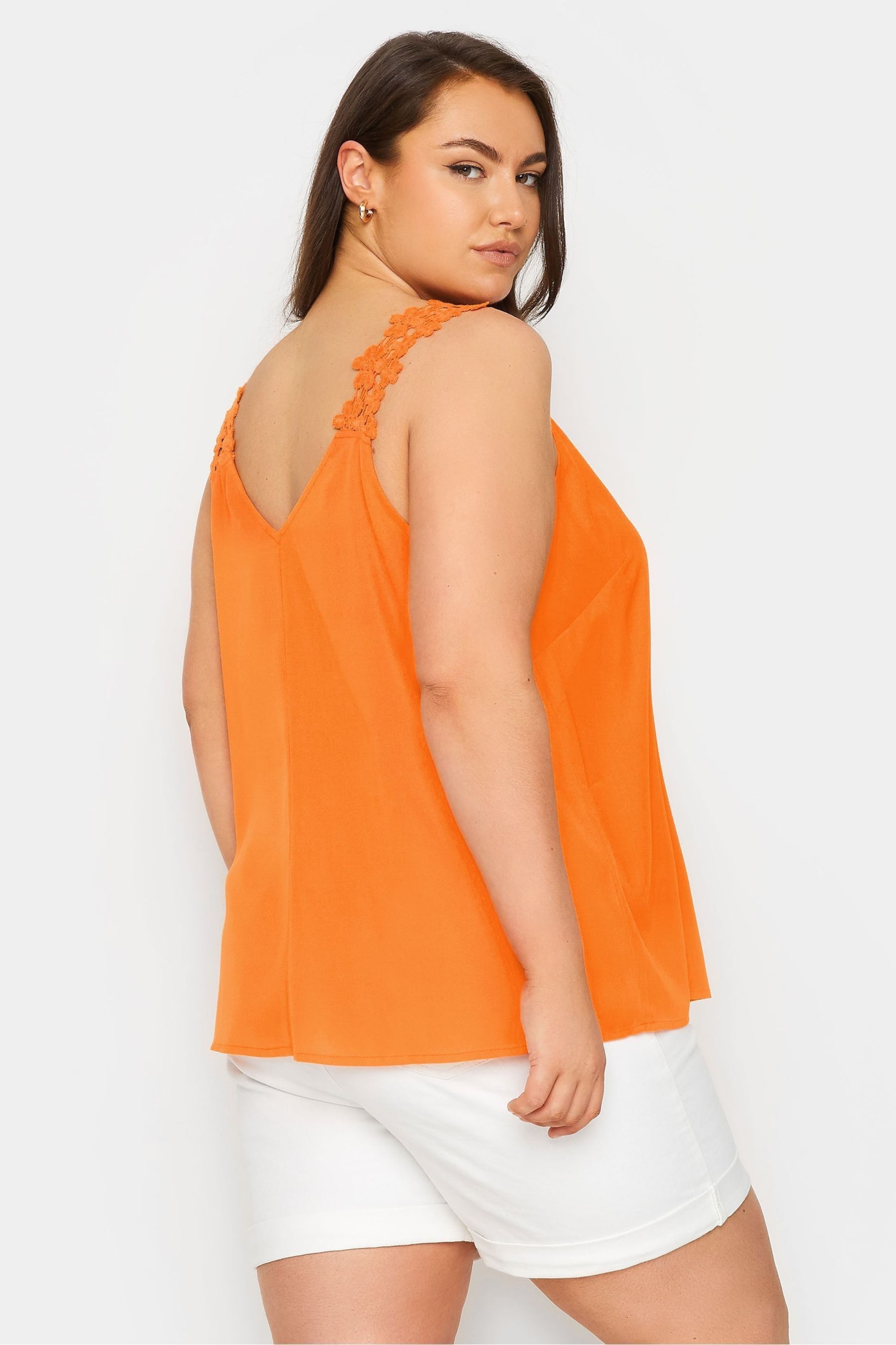 Yours Curve Orange Floral Trim Cami - Image 3 of 5