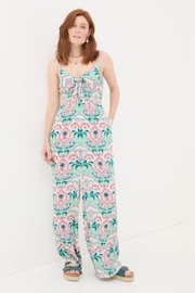 FatFace Green Mirrored Paisley Jumpsuit - Image 1 of 5