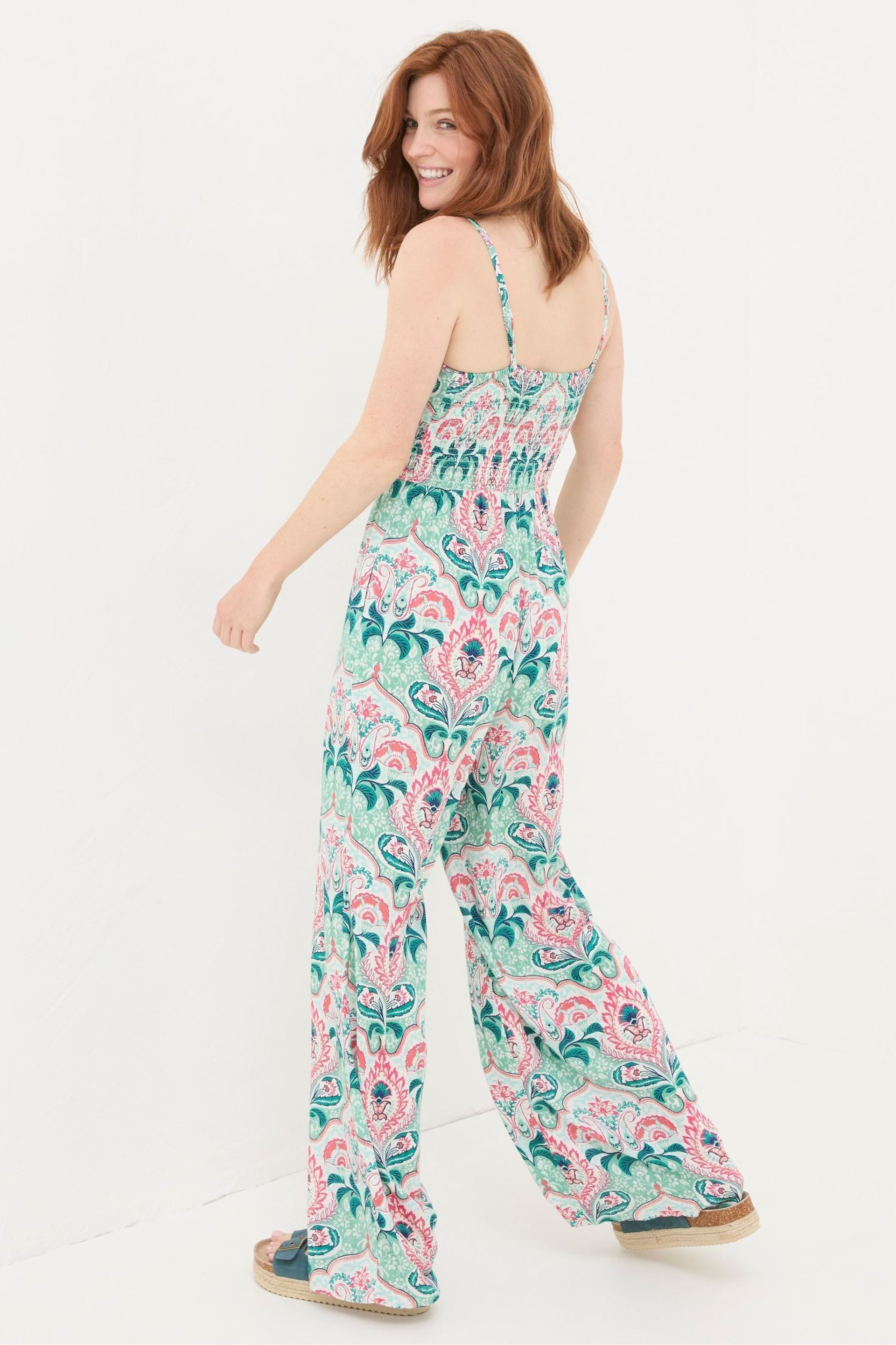 FatFace Green Mirrored Paisley Jumpsuit - Image 2 of 5