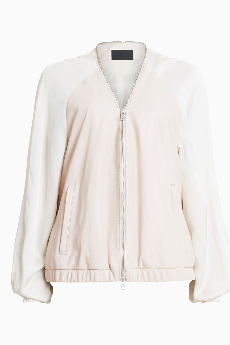 AllSaints White Helton Bomber Jacket - Image 8 of 8