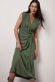 Mint Velvet Green Textured Midi Dress - Image 2 of 4