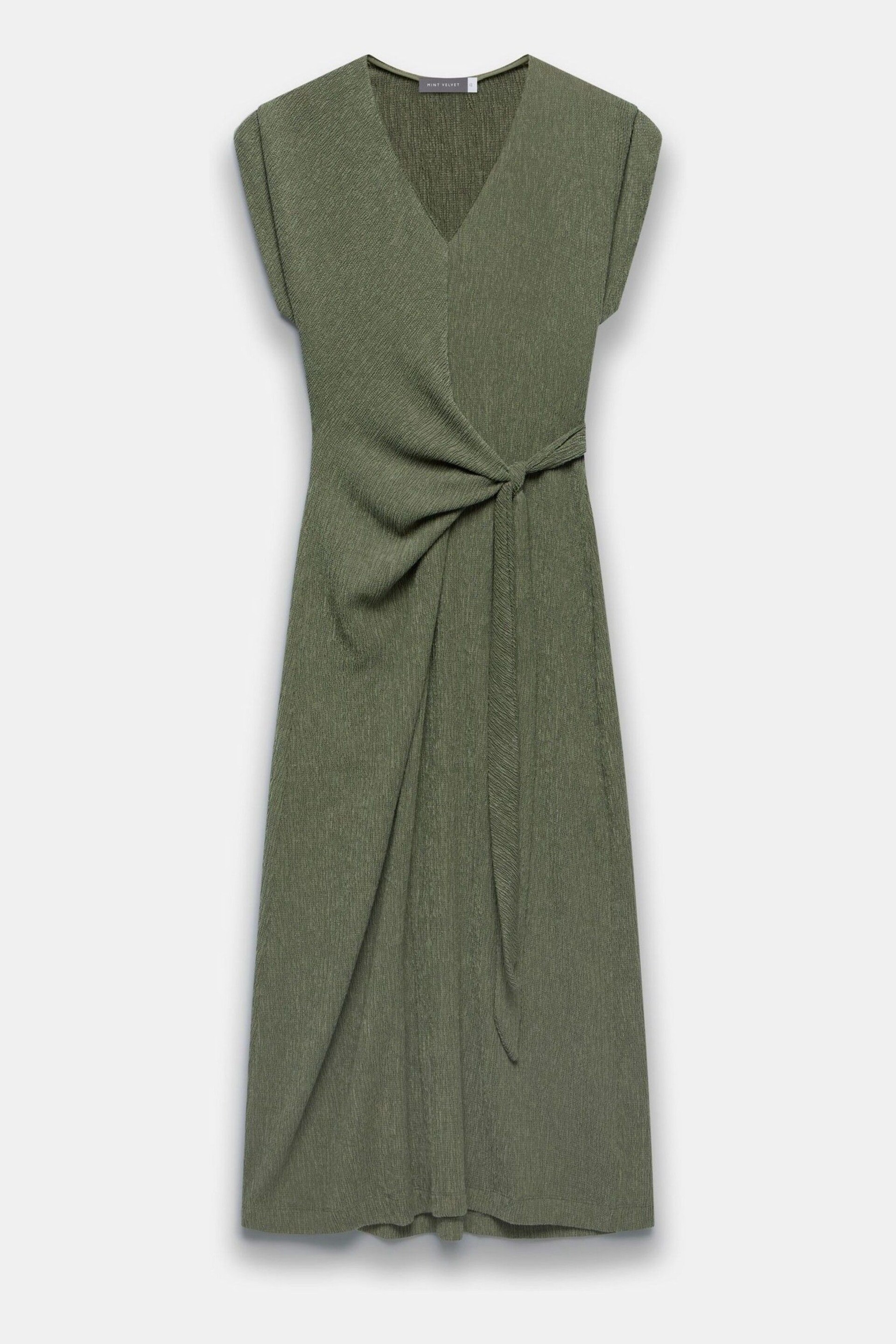 Mint Velvet Green Textured Midi Dress - Image 3 of 4