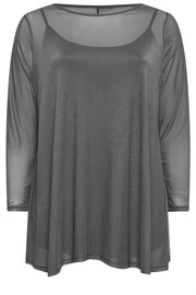 Yours Curve Grey Mesh Swing Top - Image 5 of 5