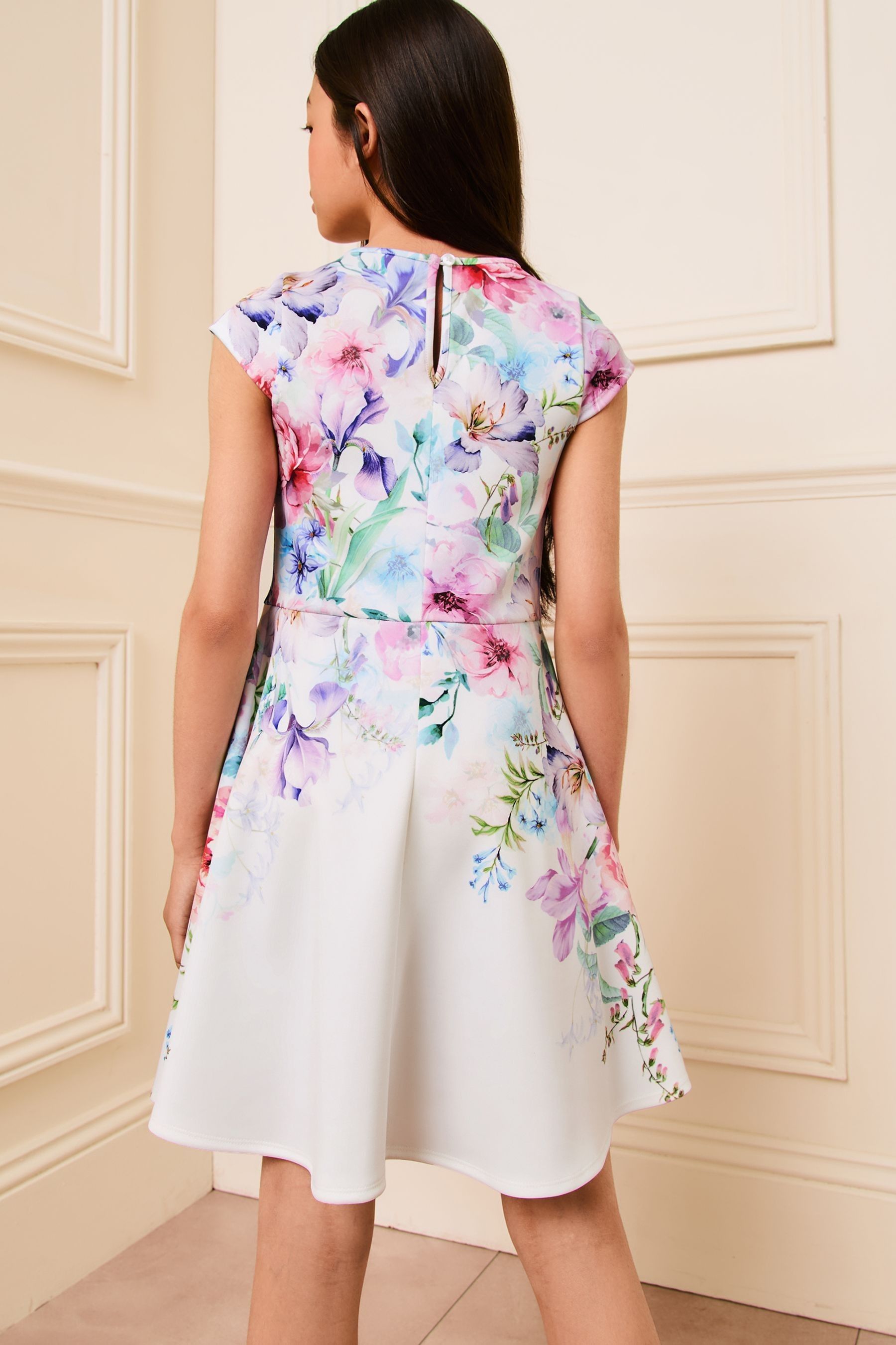 Buy Lipsy White Floral Cut Out Scuba Dress 5 16yrs from Next Luxembourg