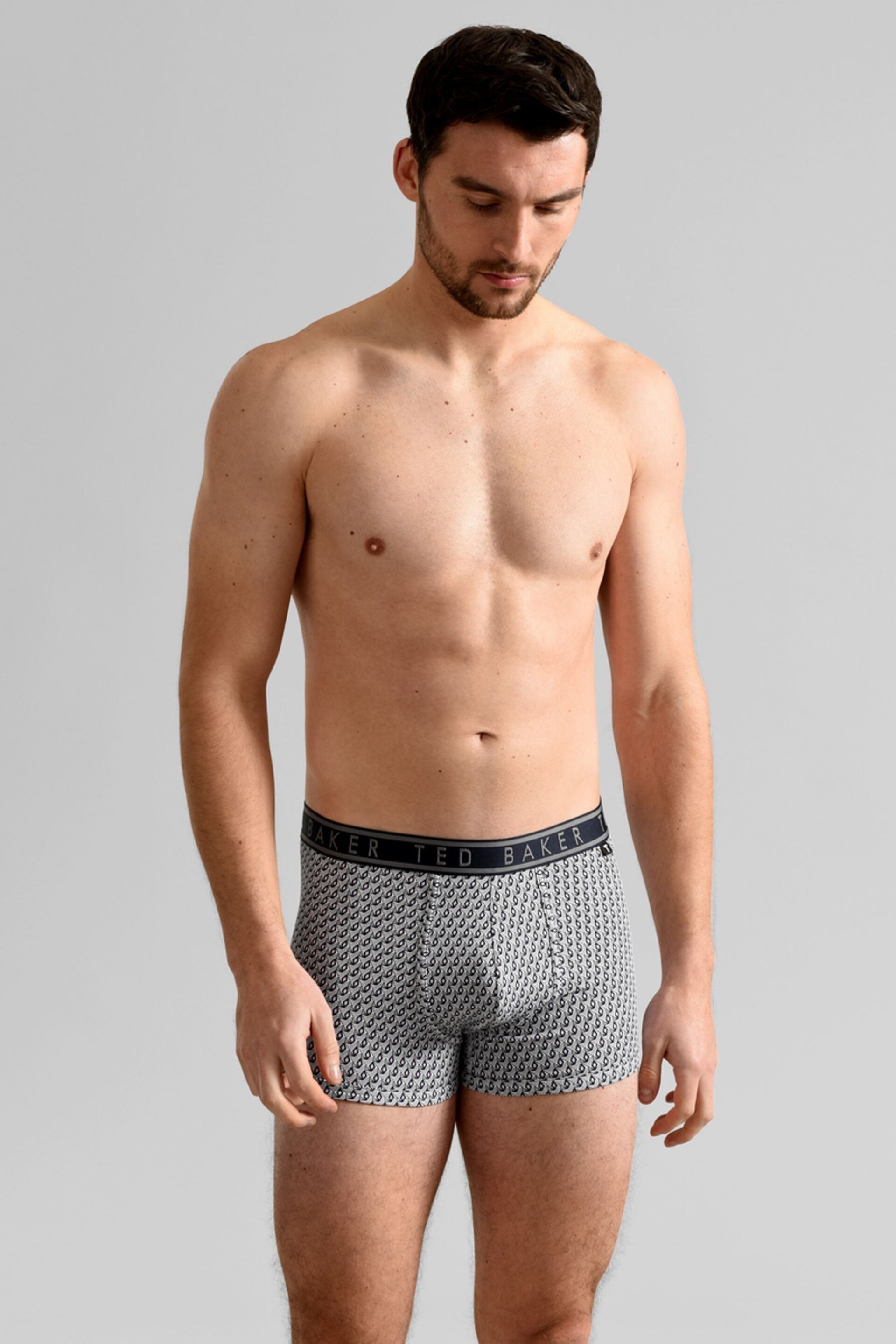 Ted Baker Dark Blue Cotton Trunks 3 Pack - Image 2 of 7