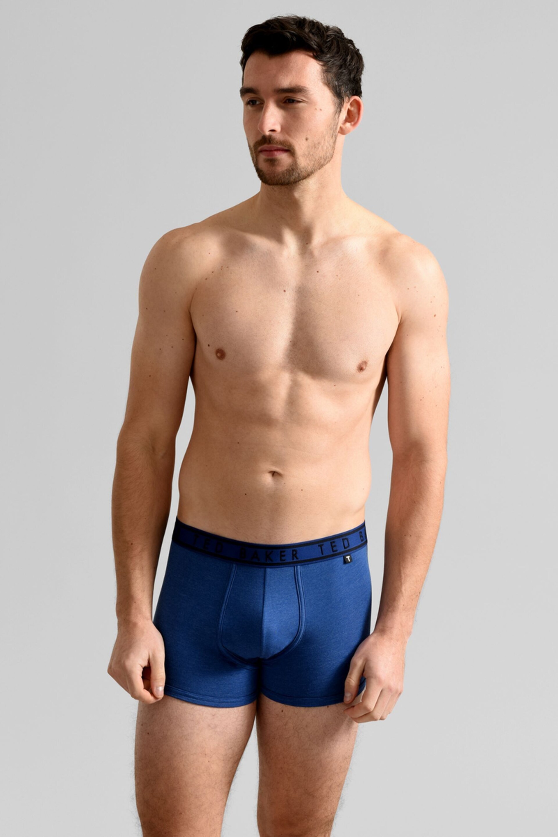 Ted Baker Dark Blue Cotton Trunks 3 Pack - Image 3 of 7