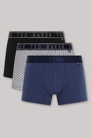 Ted Baker Dark Blue Cotton Trunks 3 Pack - Image 4 of 7