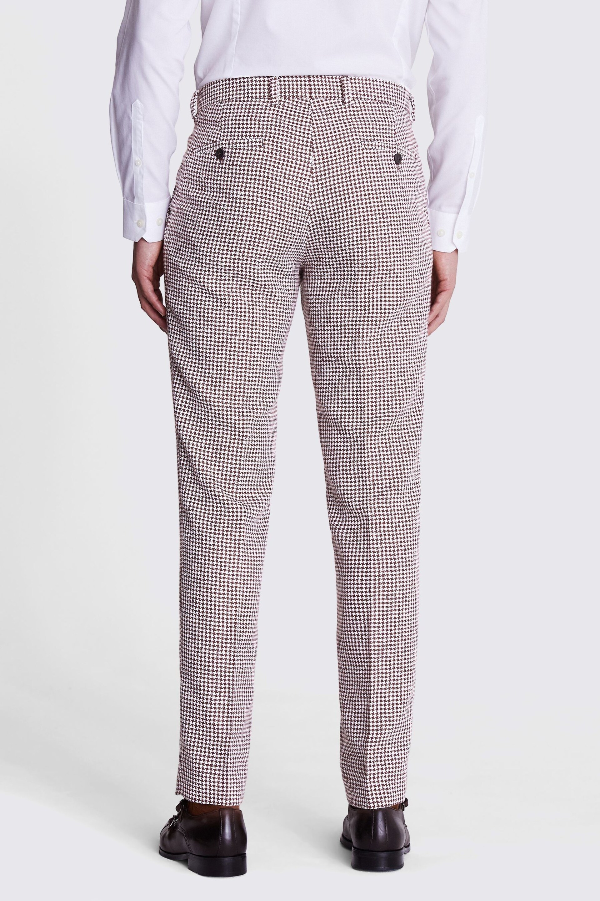 MOSS Tailored Fit Orange Houndstooth Trousers - Image 2 of 3