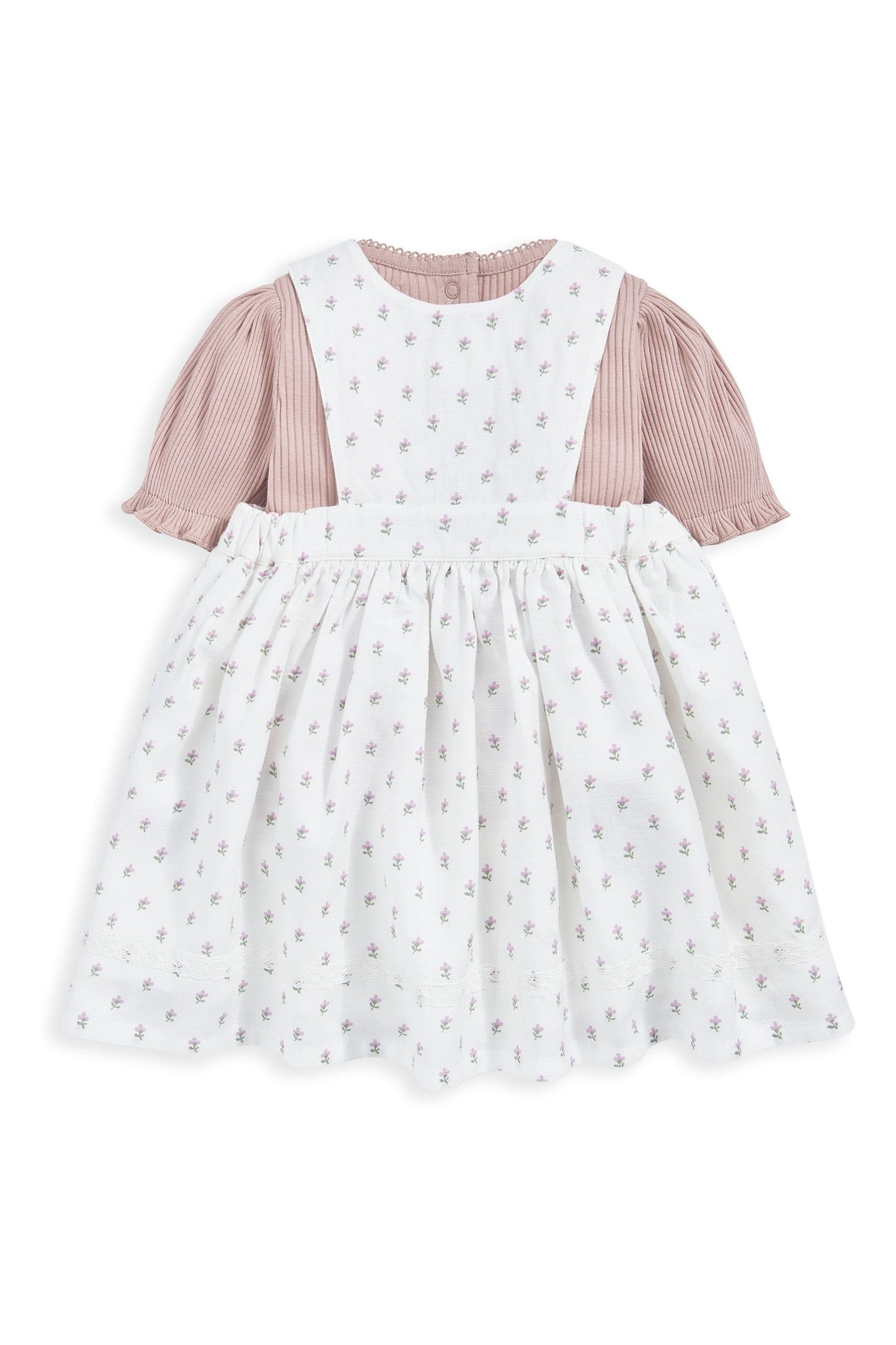 Buy Mamas Papas 100 Cotton x Laura Ashley Pink Floral Pinafore Dress And T Shirt Set 2 Piece from Next Luxembourg