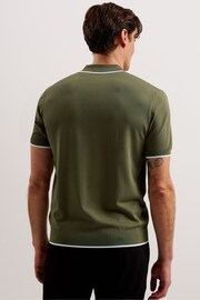 Ted Baker Green Stortfo Short Sleeve Rayon Open Neck Polo Shirt - Image 5 of 6