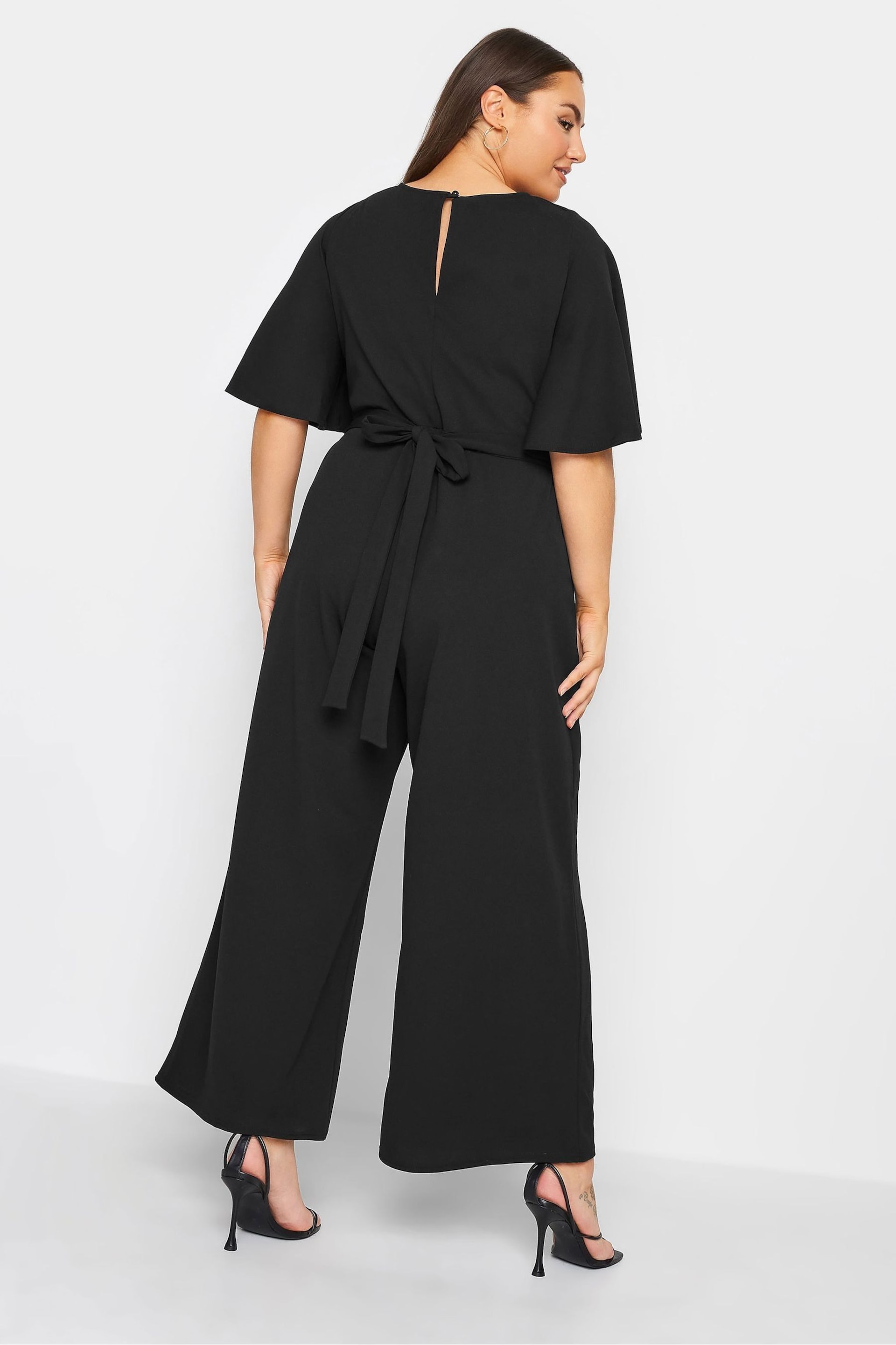 Yours Curve Black Buckle Detail Jumpsuit - Image 3 of 6