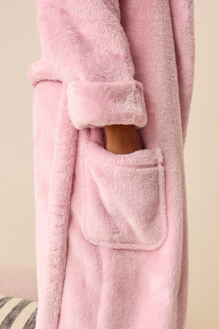 Pink Longline Soft Touch Fleece Dressing Gown (7-16yrs) - Image 4 of 4