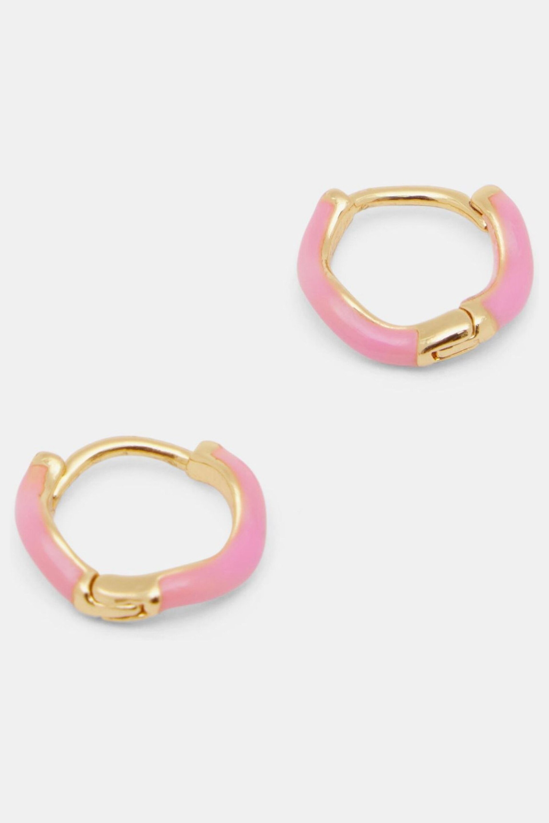 Hush Pink Fern Twist Enamel Huggie Earrings - Image 1 of 3