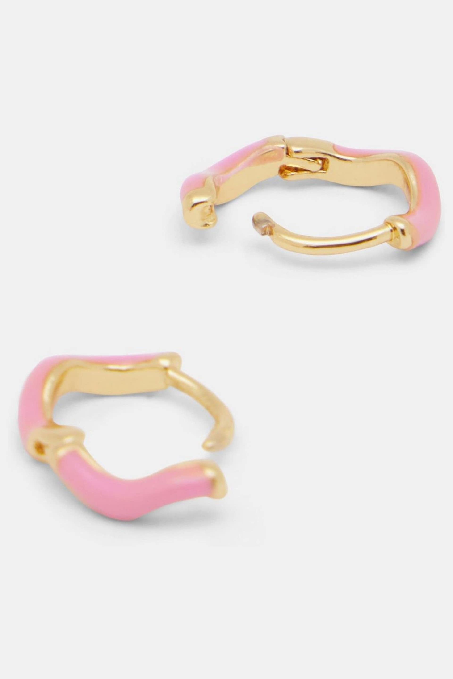 Hush Pink Fern Twist Enamel Huggie Earrings - Image 2 of 3