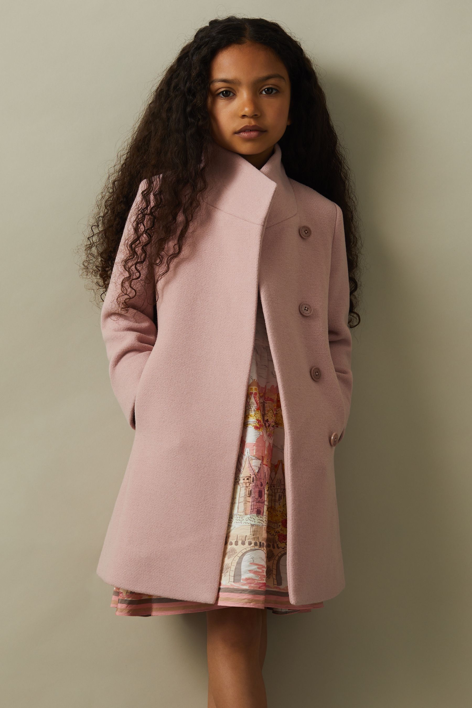 Buy Reiss Pink Kia 9 13 yrs Wool Blend Funnel Neck Coat from the Next UK online shop