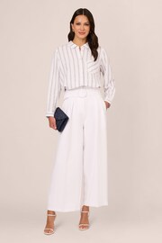 Adrianna Papell Solid Woven White Trousers With Belt - Image 3 of 7