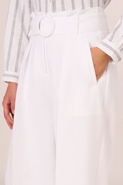Adrianna Papell Solid Woven White Trousers With Belt - Image 4 of 7