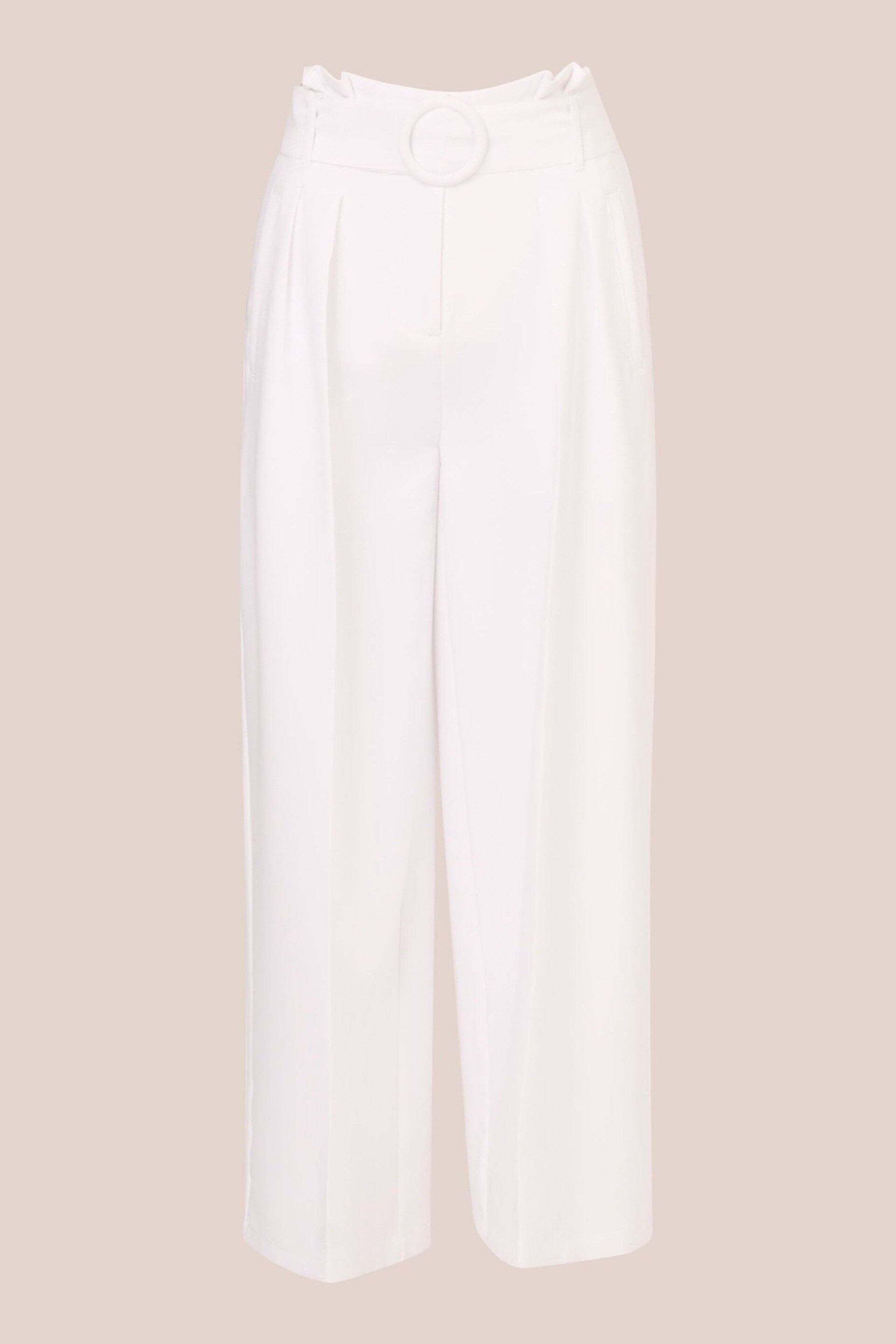 Adrianna Papell Solid Woven White Trousers With Belt - Image 6 of 7