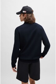 HUGO Blue Zip-Neck Cotton Sweater With Red Logo Label - Image 3 of 3