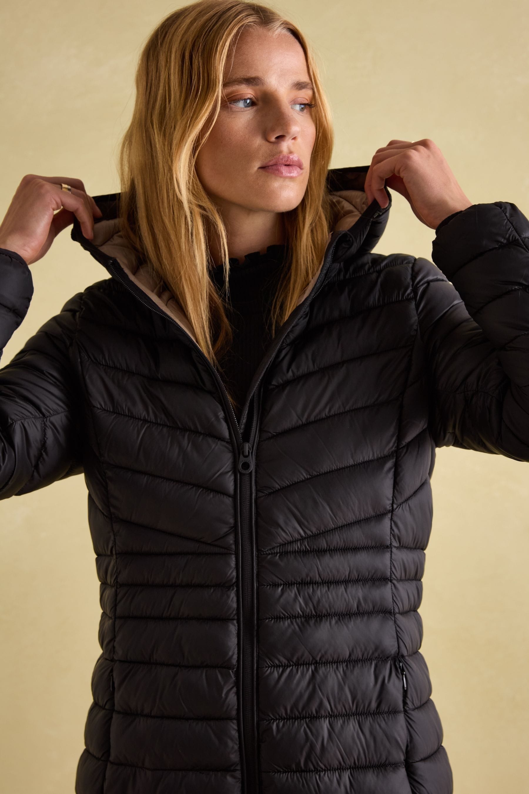 Joules black padded coat hotsell