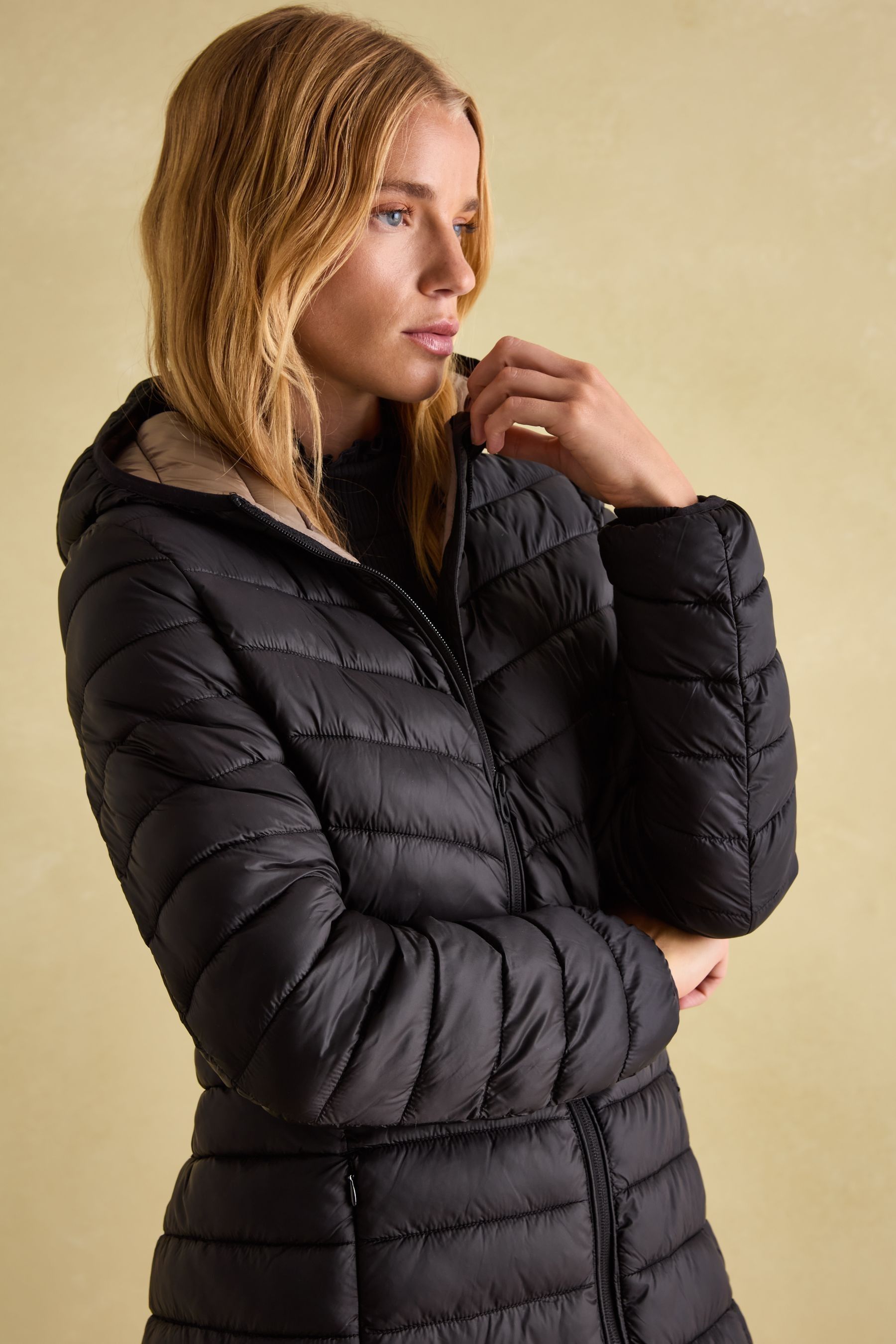 Long padded black jacket top
