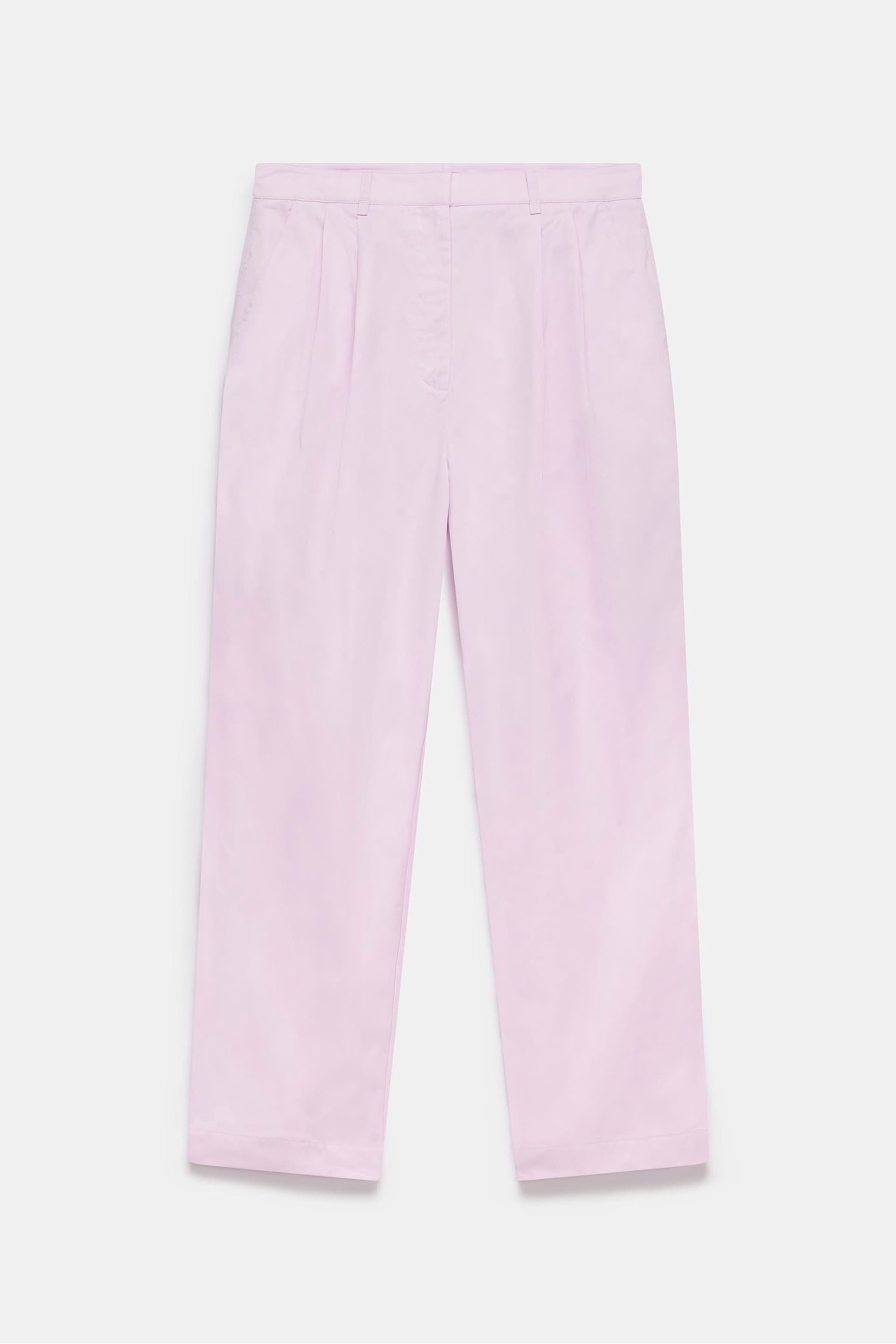 Mint Velvet Purple Lilac Cotton Tapered Pleated Trousers - Image 6 of 8