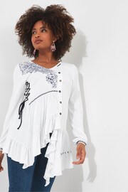 Joe Browns White Asymmetric Embroidered Top - Image 1 of 5