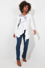 Joe Browns White Asymmetric Embroidered Top - Image 2 of 5