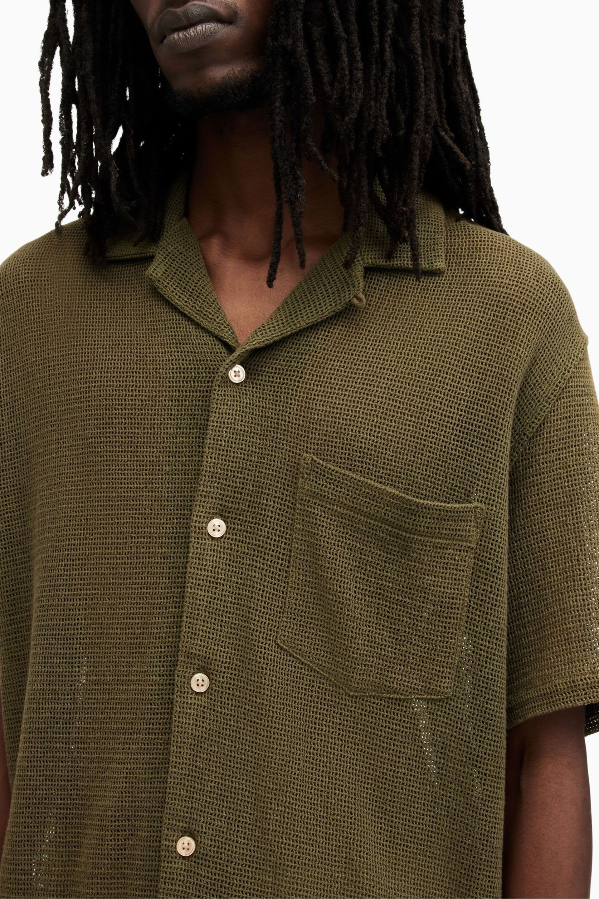 AllSaints Green Sortie Short Sleeve Shirt - Image 4 of 8