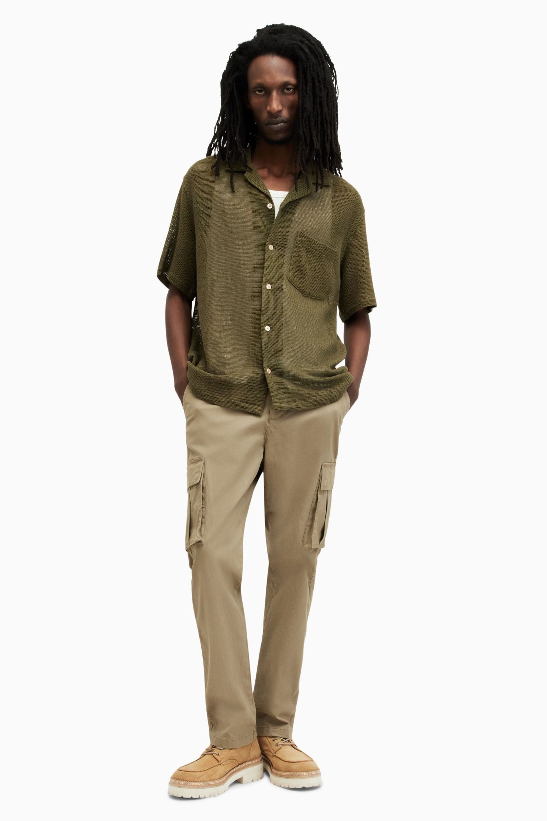 AllSaints Green Sortie Short Sleeve Shirt - Image 5 of 8