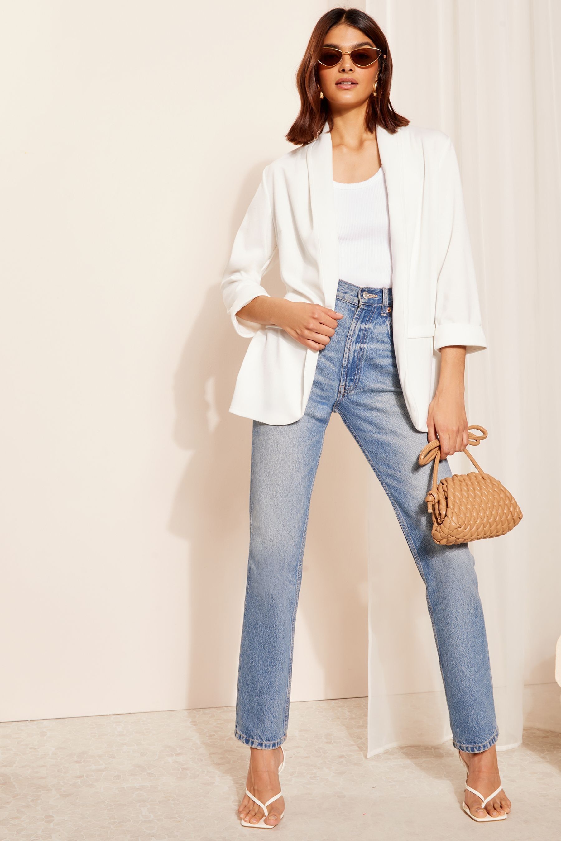 Crop ponte edge to edge blazer store