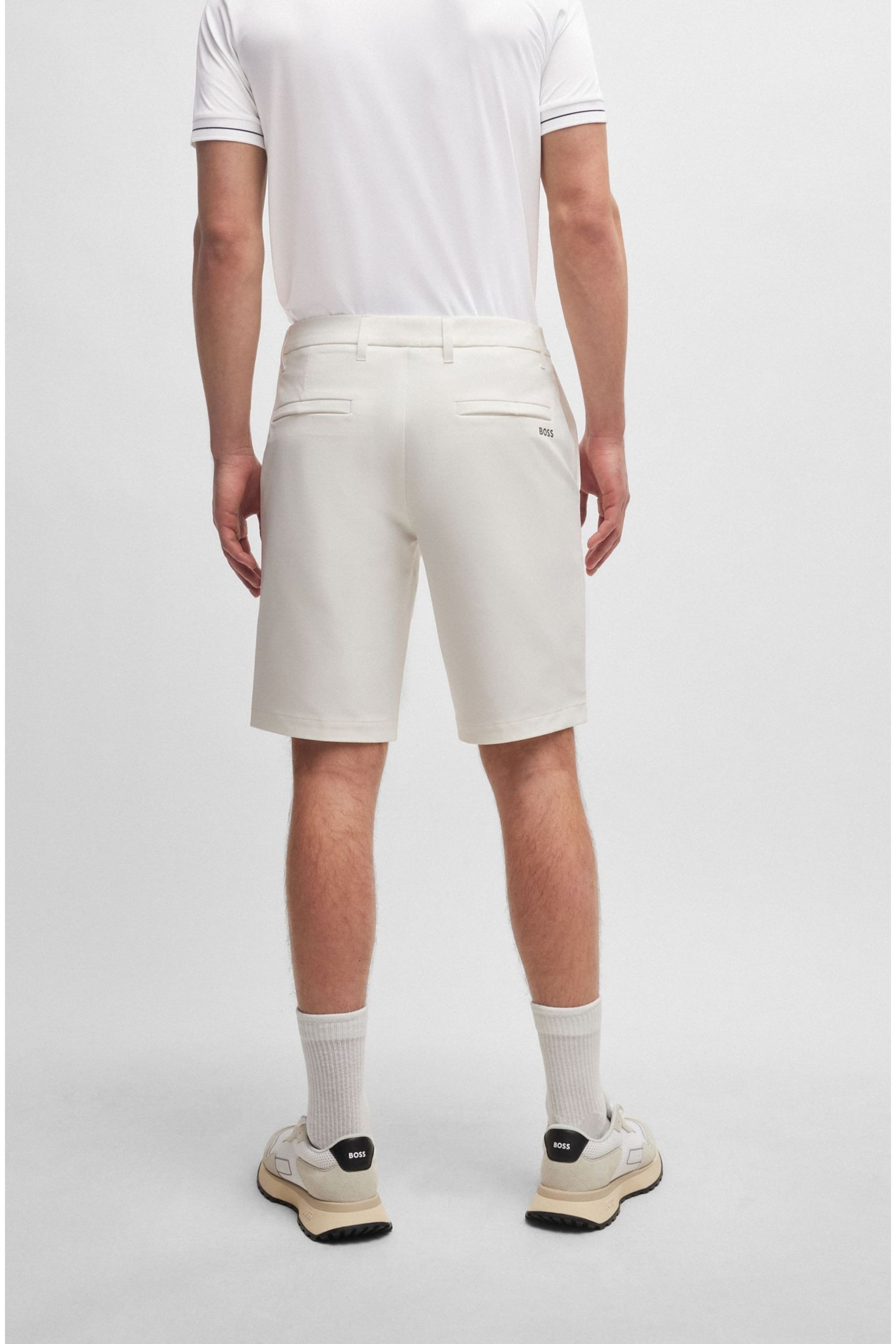 BOSS White Slim-Fit Shorts in Water-Repellent Easy-Iron Fabric - Image 2 of 5