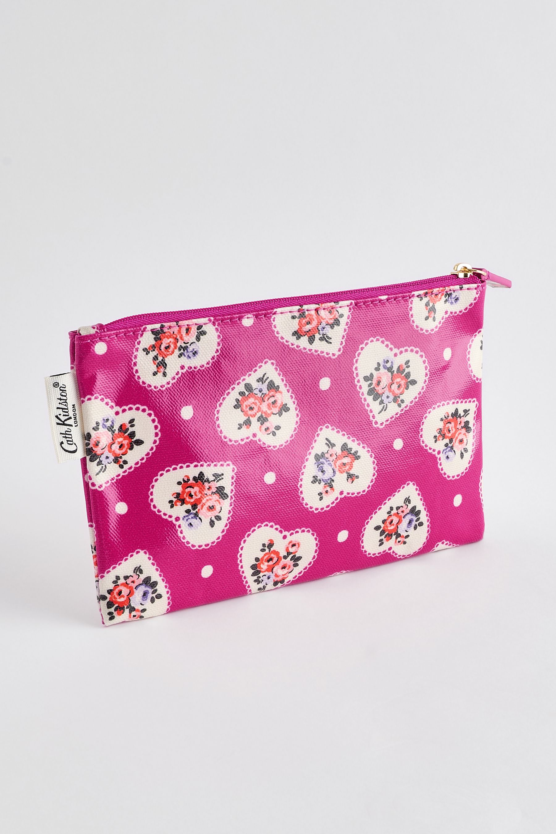 Womens Cath Kidston Pink Heart Zip Up 100 Cotton Purse Pink Heart
