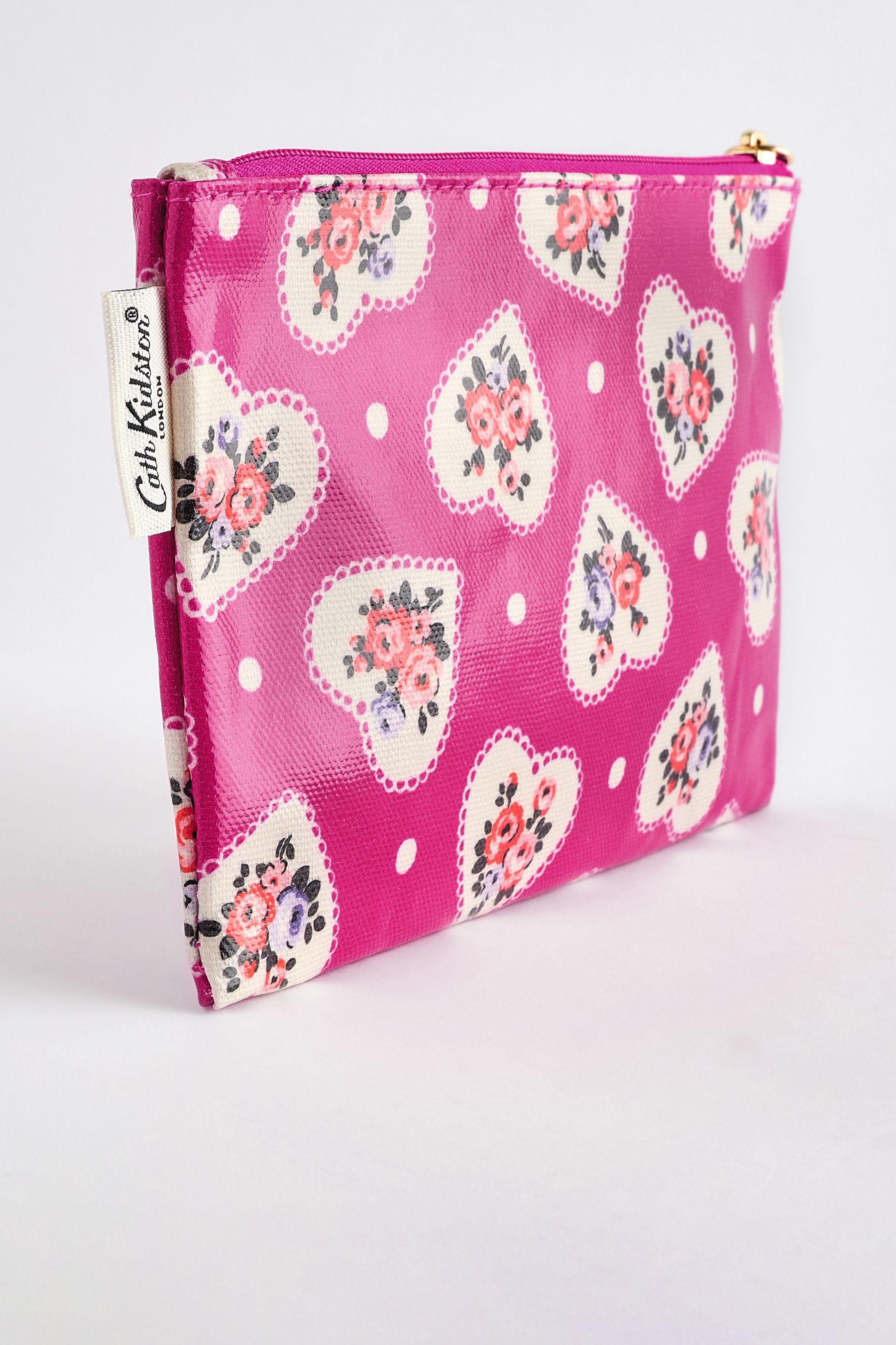 Womens Cath Kidston Pink Heart Zip Up 100 Cotton Purse Pink Heart