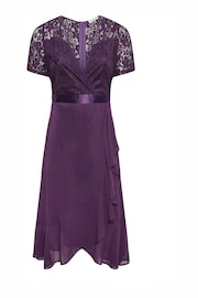YOURS LONDON Curve Purple Lace Wrap Ruffle Midi Dress - Image 2 of 2