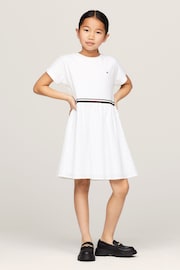 Tommy Hilfiger Girls Global Stripe White Dress - Image 1 of 5