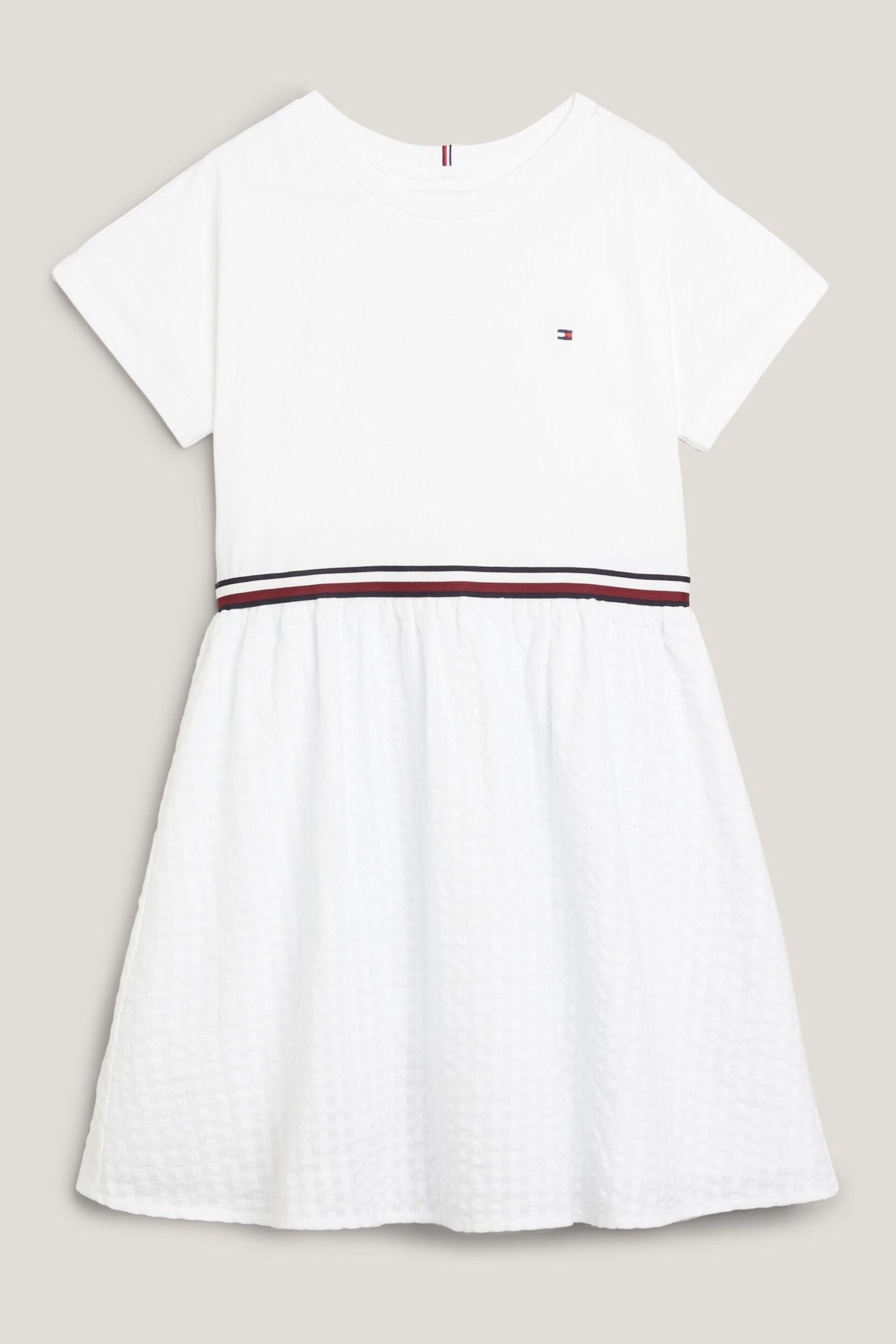Tommy Hilfiger Girls Global Stripe White Dress - Image 5 of 5